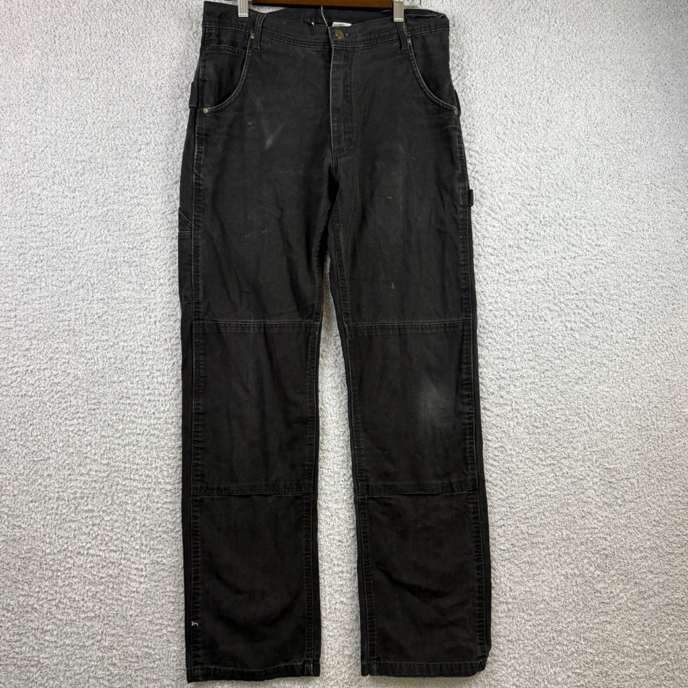 Key Jeans Mens 32x34 Black Double Knee Carpenter Duck Canvas Workwear Grunge